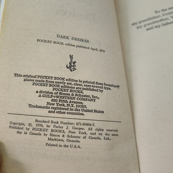 Dark Desires by Parley Cooper 1976 Pocket Book First Edition Paperback - Picture 3 of 12